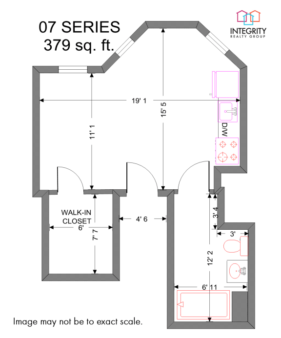 Studio Floor Plan at Tremont Terraces Apartments, Integrity Realty LLC, Cleveland