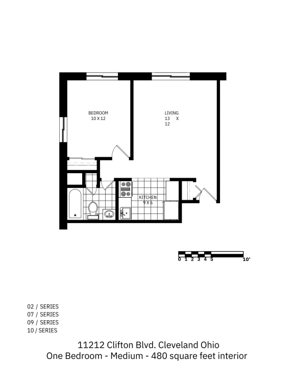 Floor Plan  Standard 1 Bedroom 1 Bath