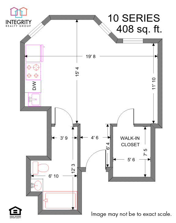 Floor Plan  Studio 379 sq.ft. Floor Plan at Tremont Terraces Apartments, Integrity Realty LLC, Ohio