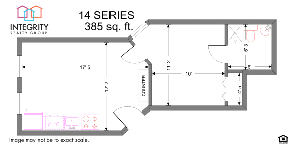 1Bed 1Bath C 385 Sq. Ft Floor Plan at Tremont Terraces Apartments, Cleveland