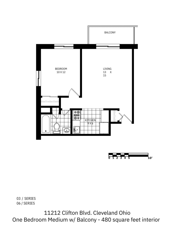 Floor Plan  1 Bedroom Standard with Balcony