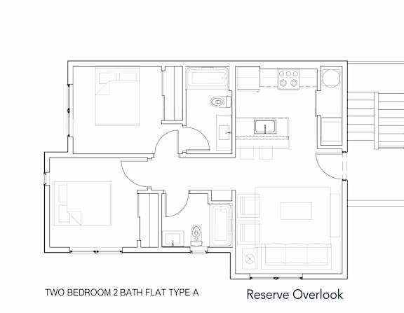 2 Bedroom 2 Bath Floor Plan at Reserve Overlook Apartments, Integrity Realty, Cleveland Heights, OH, 44106