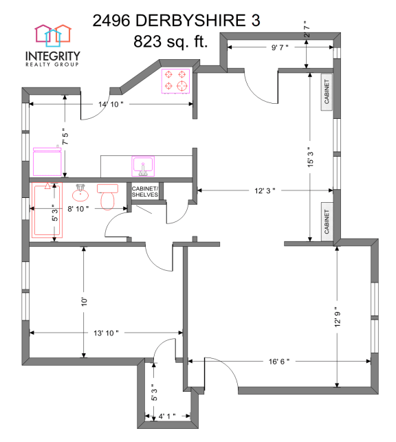 1 Bed 1 Bath Floor Plan at Integrity Cleveland Heights, Cleveland Heights, 44106