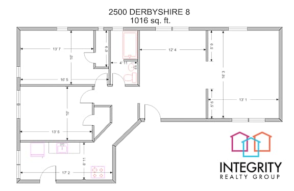 2 Bedroom 1 Bath Floorplan at Integrity Cleveland Heights, Ohio
