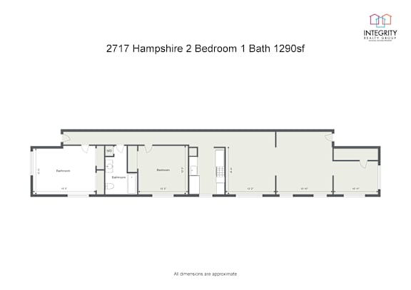 Floor Plan  Kurtland, 2 Bedroom 1 Bath at Integrity Cleveland Heights, Cleveland Heights, Ohio