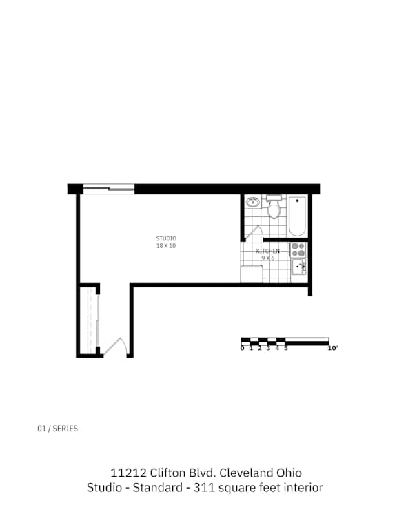Floor Plan  Studio apartment with balcony