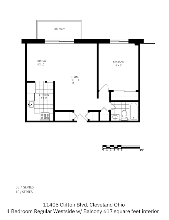 Floor Plan  1 Bedroom 1 Bath W
