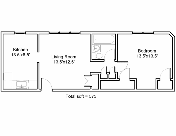 1 Bedroom 1 Bath Floor Plan at Integrity Gold Coast, Ohio