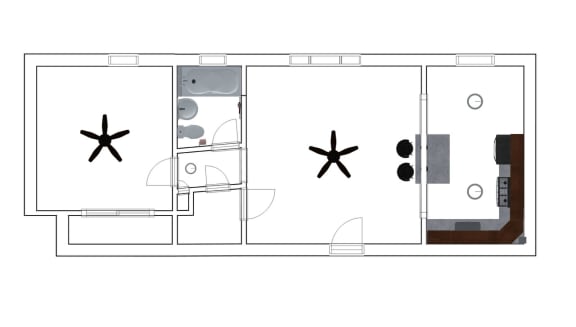 Alba Renovated 1 Bedroom 1 Bath Floor Plan at Integrity Gold Coast, Lakewood, OH