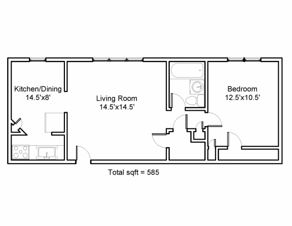 1 Bed 1 Bath Floor Plan at Integrity Gold Coast, Cleveland