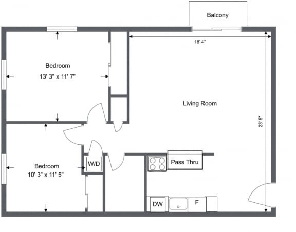 2 Bedroom 1 Bath 850 Sq. Ft Floor Plan  D, Integrity Berea Apartments,  Berea, 44017