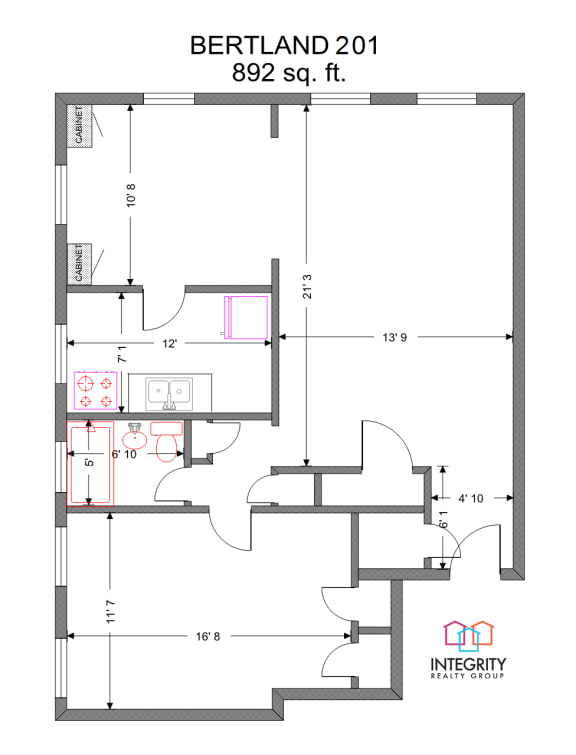 1 Bed 1 Bath Floor Plan at Integrity Cleveland Heights, Cleveland Heights, OH