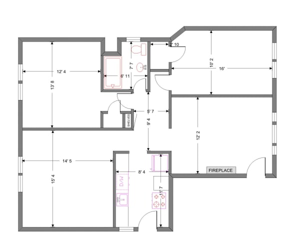 2 Bedroom 1 Bath Floor Plan at Integrity Gold Coast, Ohio