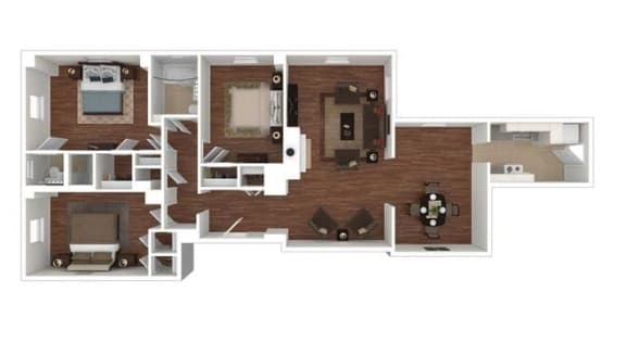 2 Bedroom 1,387 Sq. Ft. Floor Plan at Shaker Collection  Apartments, Integrity Realty, Cleveland