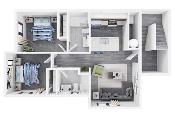 2 Bedroom 2 Bath Type A at Reserve Overlook Apartments, Integrity Realty, Cleveland Heights, OH