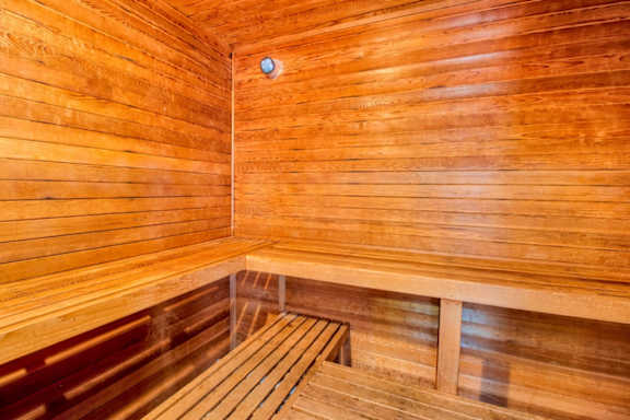 A wooden sauna at Hunt Club Apartments, Ohio