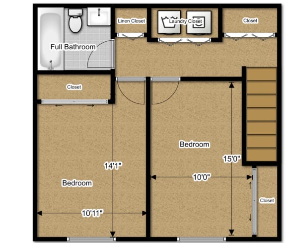 2 bedroom 2nd floor at Huntington Hills Townhomes, Integrity Realty, Stow, OH