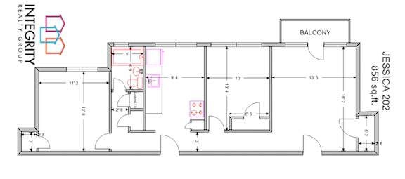 Floor Plan  Jessica 2 Bedroom 1 Bath A at Integrity Cleveland Heights, Ohio