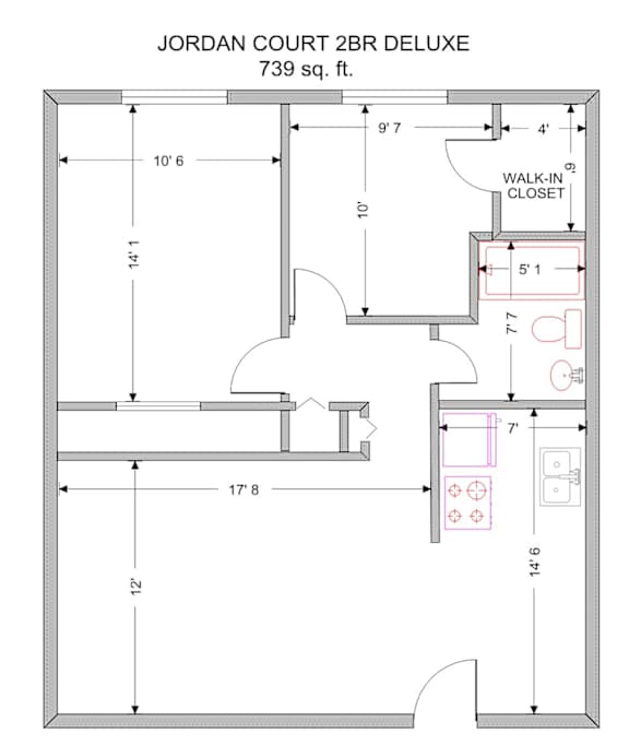 2 Bedroom 1 Bath Deluxe at Jordan Court Apartments, Integrity Realty, Kent, OH