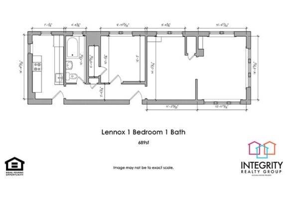 Floor Plan  Lennox, 1 Bedroom 1 Bath at Integrity Cleveland Heights, Cleveland Heights, 44106