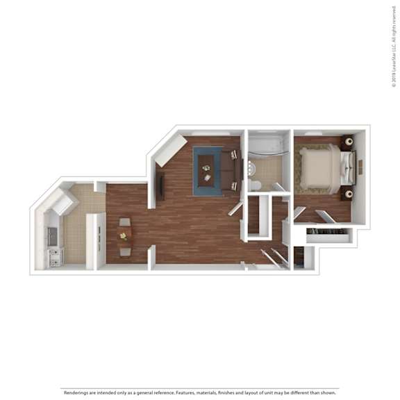 1 Bed 1 Bath Floor Plan at Heights Collection Apartments, Cleveland Heights, OH