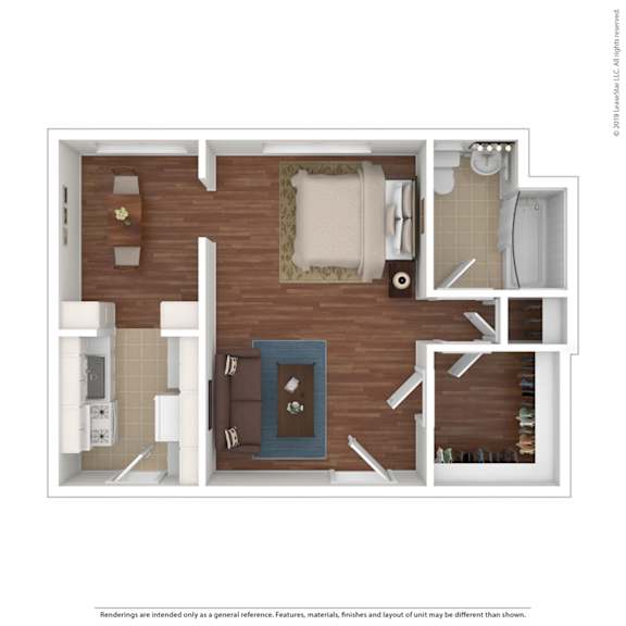 Studio   1  Bath   479 Sq. Ft. Lewis Efficiency Floor plan at Heights Collection Apartments, Cleveland Heights, OH 44106