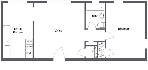 Mapleview 1 Bedroom 1 Bath 600 Sq. Ft. types A & B Floor Plan at Heights Collection Apartments, Cleveland Heights, OH