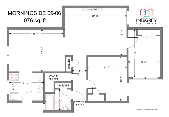 2 Bedroom 1 Bath Floorplan at Integrity Gold Coast, Cleveland, Ohio