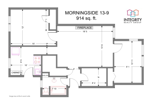 2 Bedroom 1 Bathroom Floorplan at Integrity Gold Coast, Cleveland, OH
