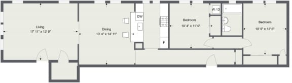 Renovated 2ed 1 Bath floor plan at Integrity Gold Coast, Cleveland