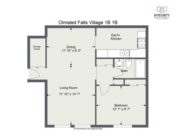 1 Bedroom - 1 Bath 750 Sq. Ft at Integrity Berea Apartments, Integrity Realty LLC, Ohio