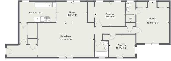 Floor Plan  Overlook Park 2 Bedroom 1.5 Bath at Integrity Cleveland Heights, Cleveland Heights, OH, 44106