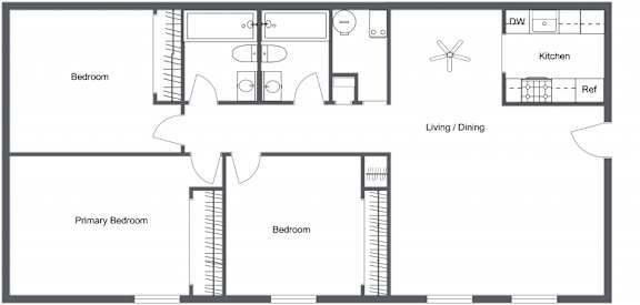 Floor Plan  3 Bedroom 2 Bath floor plan at Renova of Brunswick, Ohio, 44212