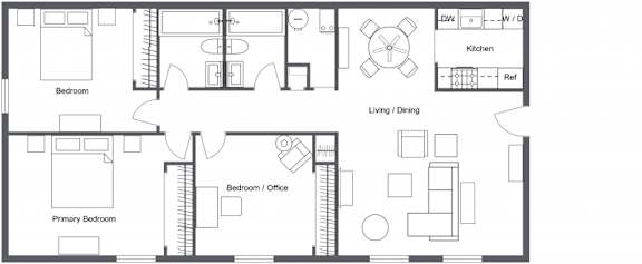 3 Bed 2 Bath Renovation furn 2D Floor Plan at Renova of Brunswick, Brunswick, OH 44212