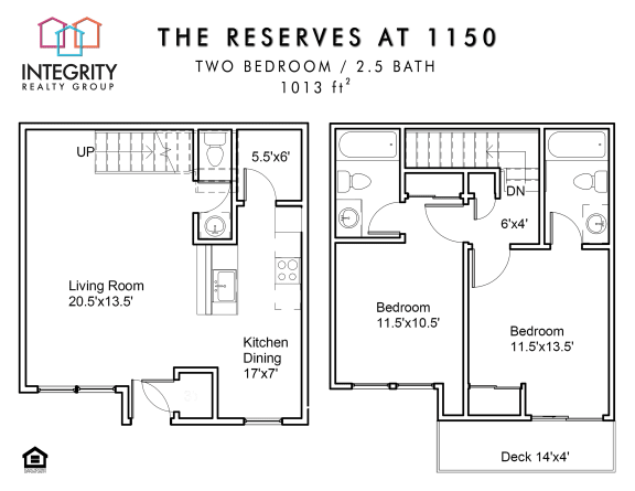 Interior Townhome floor plan at The Reserves at 1150 Apartments, Integrity Realty LLC, Parma, OH, 44134
