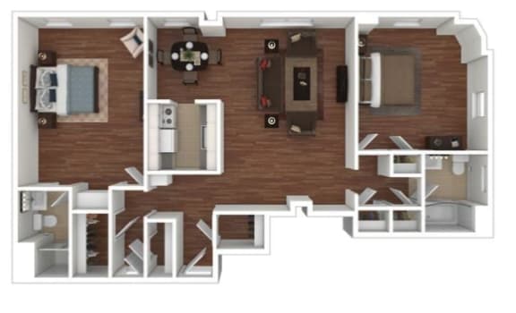 Floor Plan  2 Bedroom 2 Bath 1,150 Sq. Ft. floor plan at Shaker Collection  Apartments, Integrity Realty, Ohio