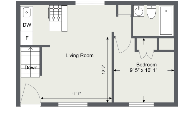 870 Sq. Ft Floor Plan First Floor at Integrity Berea Apartments, Integrity Realty LLC, Berea, 44017