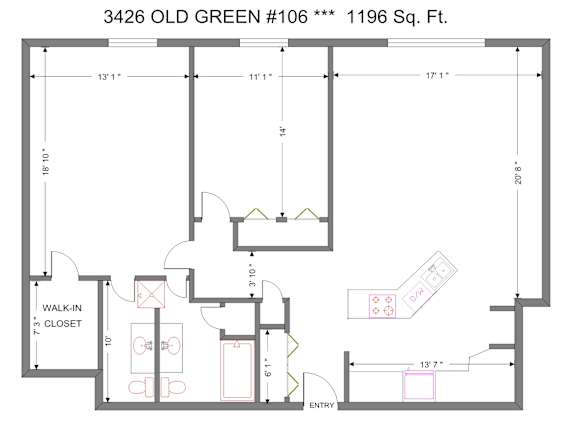 22BR,  2 Bedroom / 2 Bath Renovated 1196 Sq. Ft Floor Plan at Old Green Place Apartments, Integrity Realty LLC, Ohio