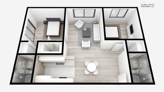 Two Bed + Two Bath