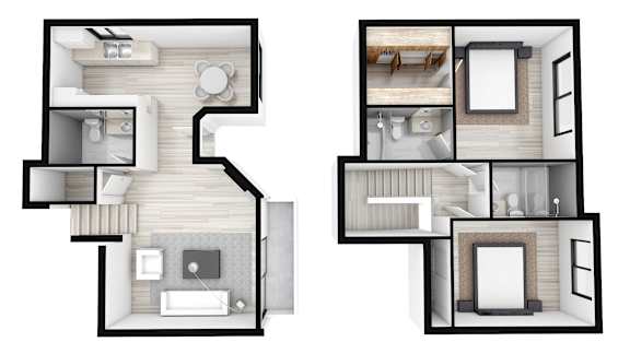 Two Bedroom + Two Bath  Townhouse