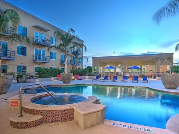 the swimming pool at the resort on a sunny day at The Mosaic on Broadway, San Antonio