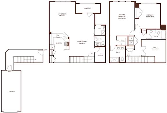 A floor plan of a house with a garage.