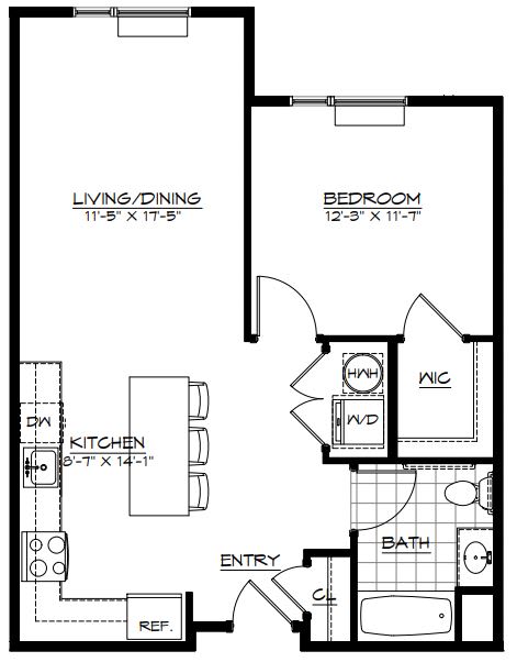 1E Floor Plan at The Botanic, Carteret