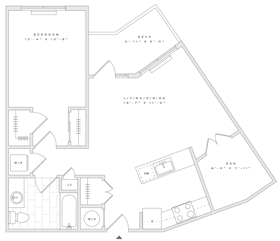 a floor plan of a 1 bedroom floor plan for an apartment