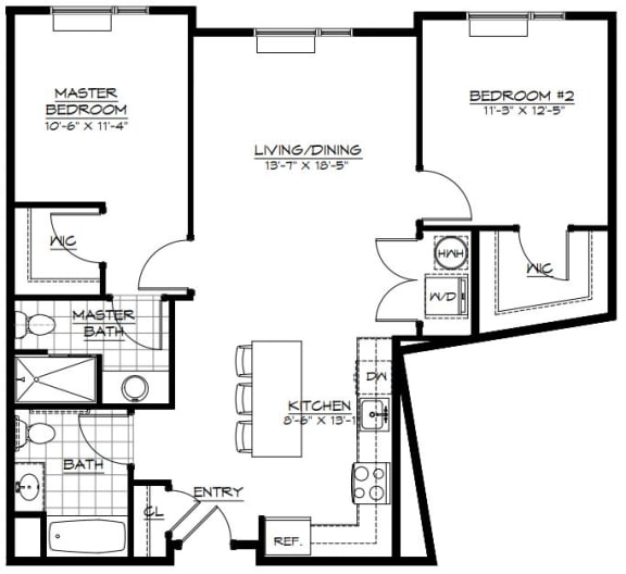 2J Floor Plan 2J Floor Plan at The Botanic, New Jersey