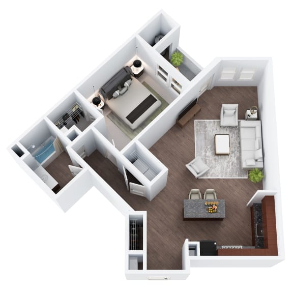 A6-1 - One Bedroom One Bathroom Floor Plan at The Confluence at Norwalk, Norwalk