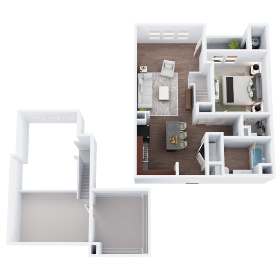AM2-L  - One Bedroom One Bathroom Loft Floor Plan at The Confluence at Norwalk, Norwalk