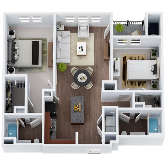 B2-2 - Two Bedroom Two Bathroom Floor Plan at The Confluence at Norwalk, Norwalk