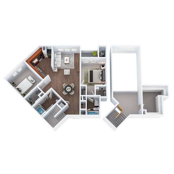 B3-1L - Two Bedroom Two Bathroom Loft Floor Plan at The Confluence at Norwalk, Norwalk