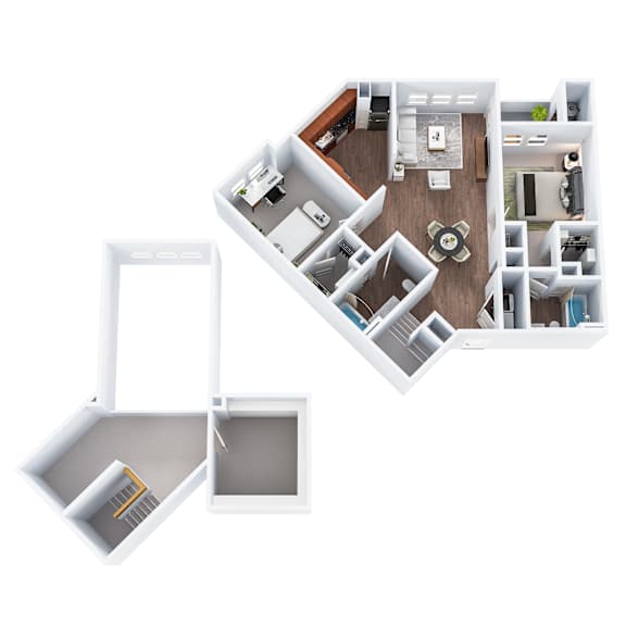 B3-BL - Two Bedroom Two Bathroom Loft Floor Plan at The Confluence at Norwalk, Norwalk